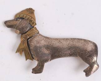Lot 7614 Vintage Sterling Dachshund Dog PinBrooch