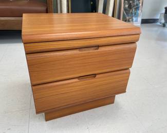 Lot 9877 MCM Style Teak Side Cabinet Table w Pull Out  Sun Cabinet Co
