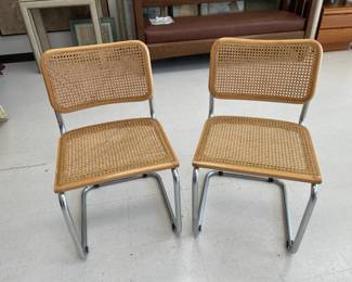 Lot 9878 Pair of Vintage Marcel Breuer Cesca Inspired BeechCane Side Chairs
