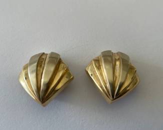 Lot 7429 14K Gold Italy Vintage Designer Clip On Earrings