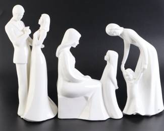 Lot 7969 Lot of 3 Royal Doulton Bone China Figurines  First Steps  Mother and Daughter  Congratulations