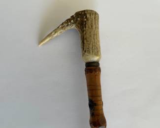 Lot 9946 Vintage Bamboo Walking Stick Cane  Antler Handle