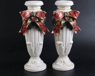 Lot 9621 Fitz  Floyd Classic Holiday Candlesticks