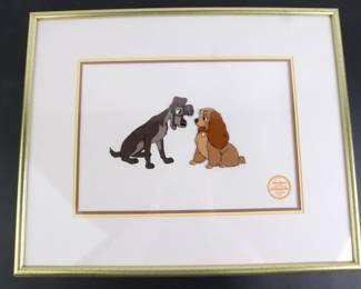 Lot 9137 Disney Framed Lady and the Tramp Limited Edition Serigraph Cel