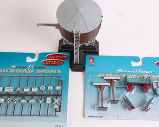 Lot 9978 Scene Master Train Accessories Water Tower  Signs  Misc.