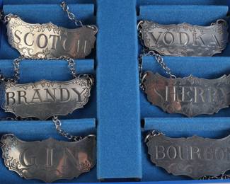 Lot 8138 Stieff Co Historic Newport Pewter Decanter Labels  Barware