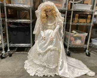 Lot 8130 Vintage Bride Doll on Stand