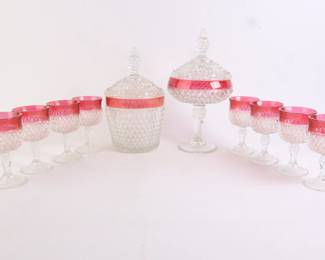 Lot 8145 Cranberry Glass Candy Dishes  8 Goblets