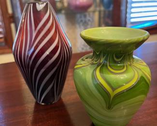 Stuart Abelman signed bud vases