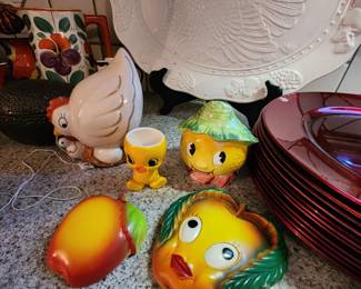 Anthropomorphic Chalkware Kitchen Wall Plaques