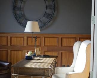 RH wingback chair and wall decor.  RH desk has been sold