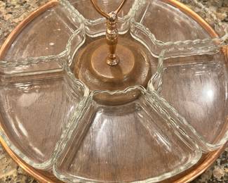 Cooper and glass lazy Susan 