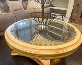 Cream solid wood coffee table
41” in diameter 