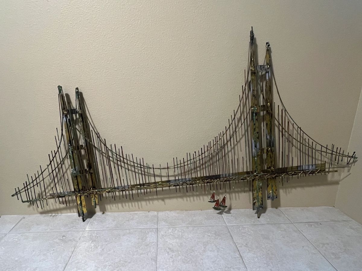 Mid Century Curtis Jere Brooklyn Bridge Wall Sculpture - 1971