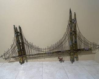 Mid Century Curtis Jere Brooklyn Bridge Wall Sculpture - 1971