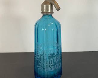 French Blue Glass Seltzer Bottle