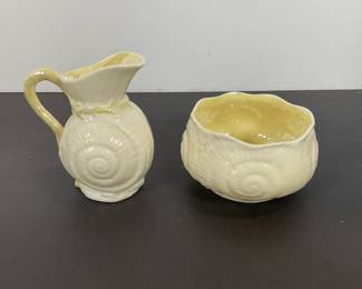 Belleek Snail Pattern Cream & Sugar