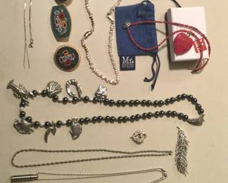 Silver and pewter Jewelry, several pieces of Mignon Faget