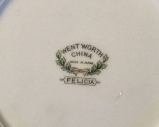 Back stamp from Wentworth china, Felicia pattern