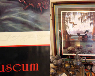 Signed woodland scene with ducks