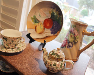 China plates and tea pots