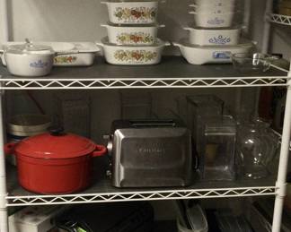Small appliances, Corning ware pieces, nice red covered pot 