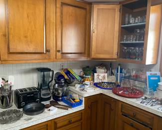 KitchenAid, blender, toaster, utensils, silverware, glassware, Fitz and Floyd, mixing bowl, kitchen items