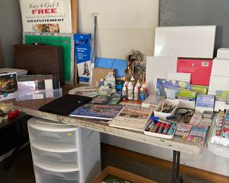 Craft supplies, office paper, storage, painting supplies