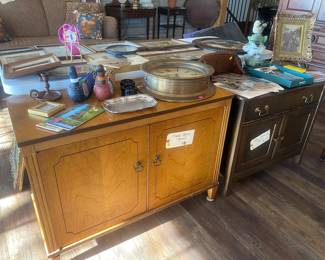 Maple stereo cabinet, oak commode 