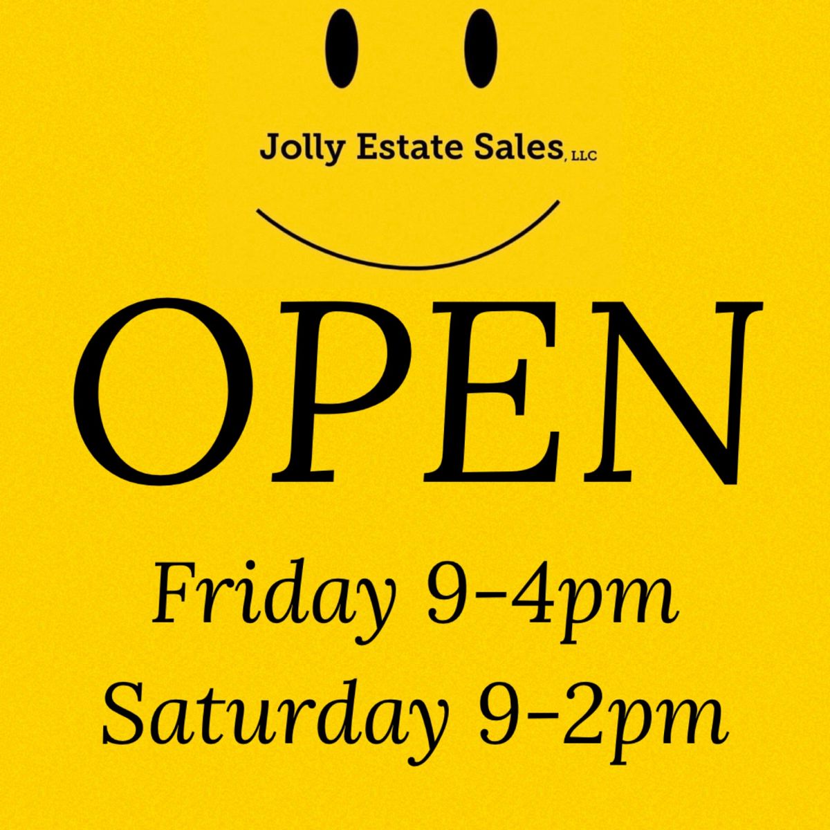 Chana Estate sale with Jolly Estate Sales starts on 12/15/2023