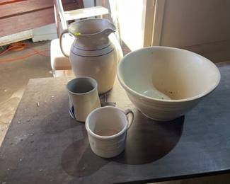 POTTERY PITCHER, BOWL, & MUG