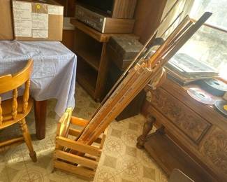 CRATE OF YARD STICKS AND CANES