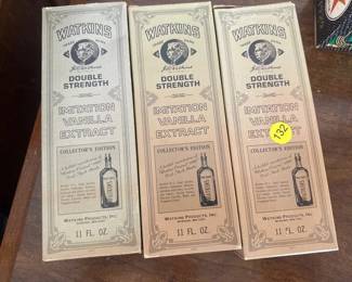 THREE VINTAGE WATKINS IMITATION VANILLA EXTRACT BOTTLES