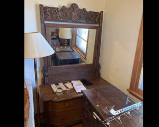 ANTIQUE LOWBOY DRESSER WITH MIRROR