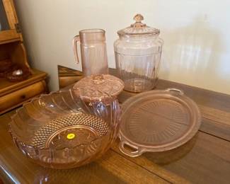 LOT OF PINK DEPRESSION GLASS