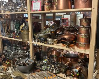 More copper cookware, cast iron pans, assorted collectibles