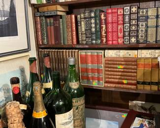 Books, large collectibles wine bottles