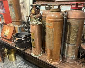 Some antique fire extinguishers