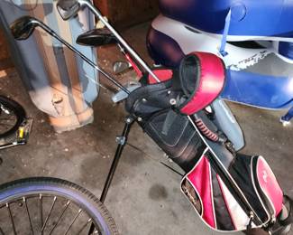 Golf clubs and bag