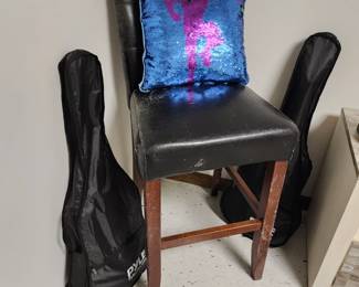 2 Beginner Guitars, Color Changing Pillow, Barstool Chair.