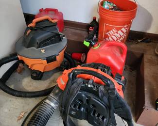 Backpack Leaf Blower, Shop vac, tools