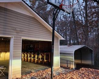Basketball Goal and 20x25 ft Metal Carport