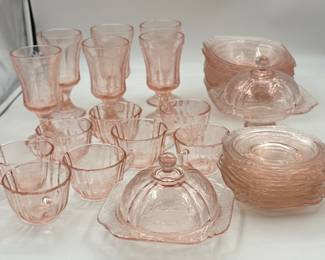 $125 for the whole lot. 
Pink Depression Glass Lot
One of the glasses has a chip