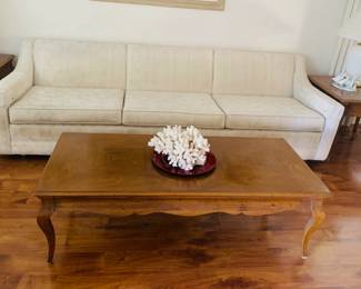 7ft White Sofa - Long Coffee Table with two matching end tables