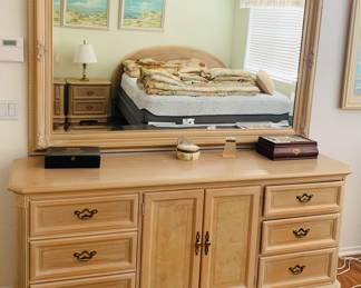 White Washed Dresser / White Washed Wall Mirror