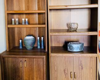 (2) Brown Bookcases w/ storage cabinets
