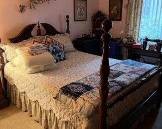 Vintage Queen-size Mahogony four poster bed.