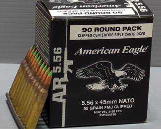 American Eagle 5.56x45mm Nato Ammo, Approx 100 Rds In 10-Rd Clips