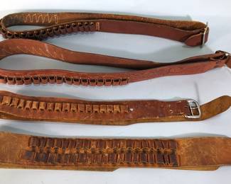 Leather Belts With Cartridge Loops, Qty 4