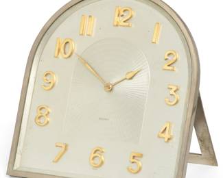 A Swiss Art Deco steel table time piece
retailed by Fresard, Pasadena
circa 1930
